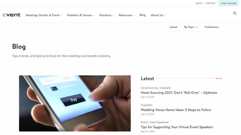 Print de tela do blog da Cvent