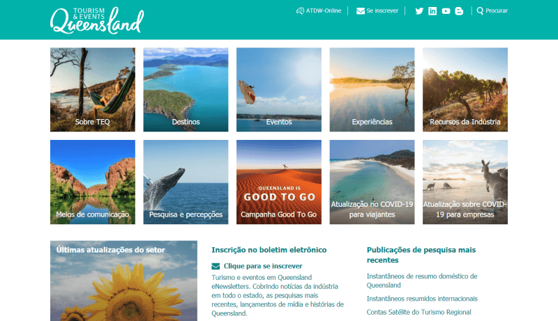 Print de tela do site TEQ Queensland